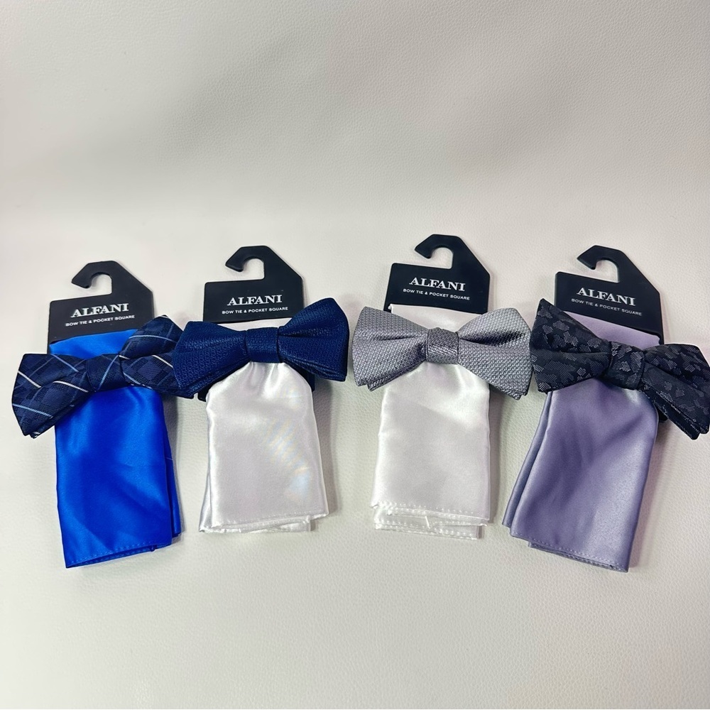 4/$25** 4 SETS BRAND NEW Alfani Bow Tie & Pocket Square Sets